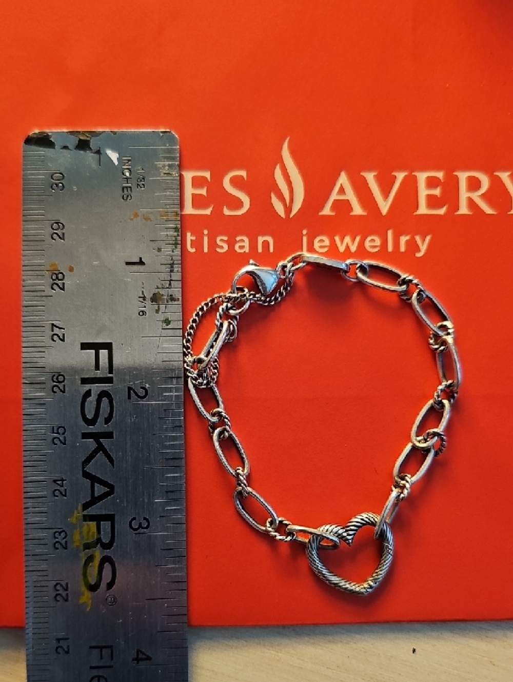 James Avery Silver Heart Link Bracelet with Orange Gift Set - Picture 2 of 5